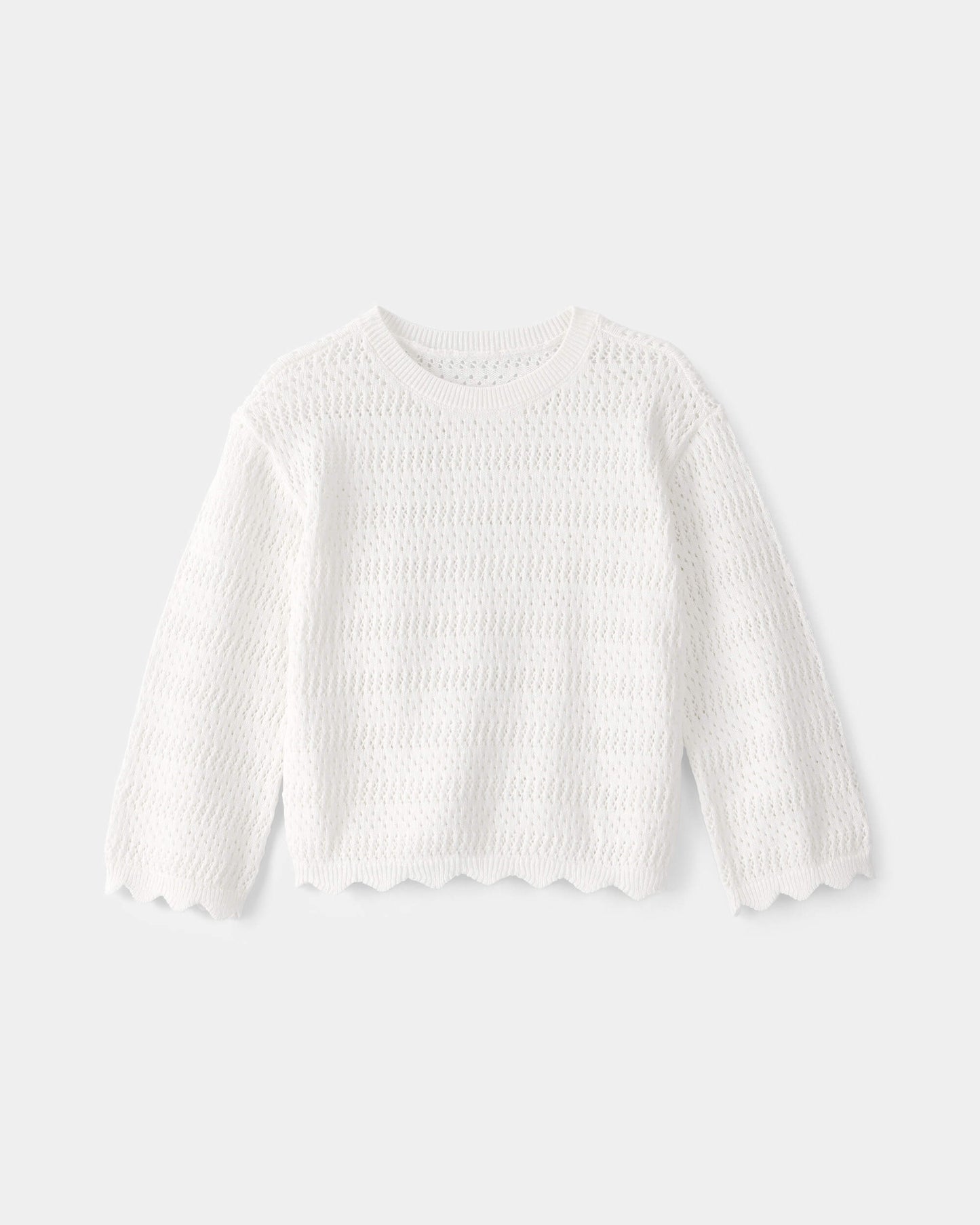 OshKosh B'gosh Kiçik Qız Dalgalı Sərhədli Sviter - Fil Dişi