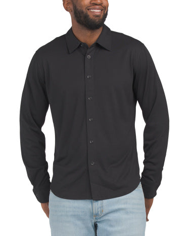 Tech Jersey Knit Uzun Tərəfli Tomlin Köynəyi