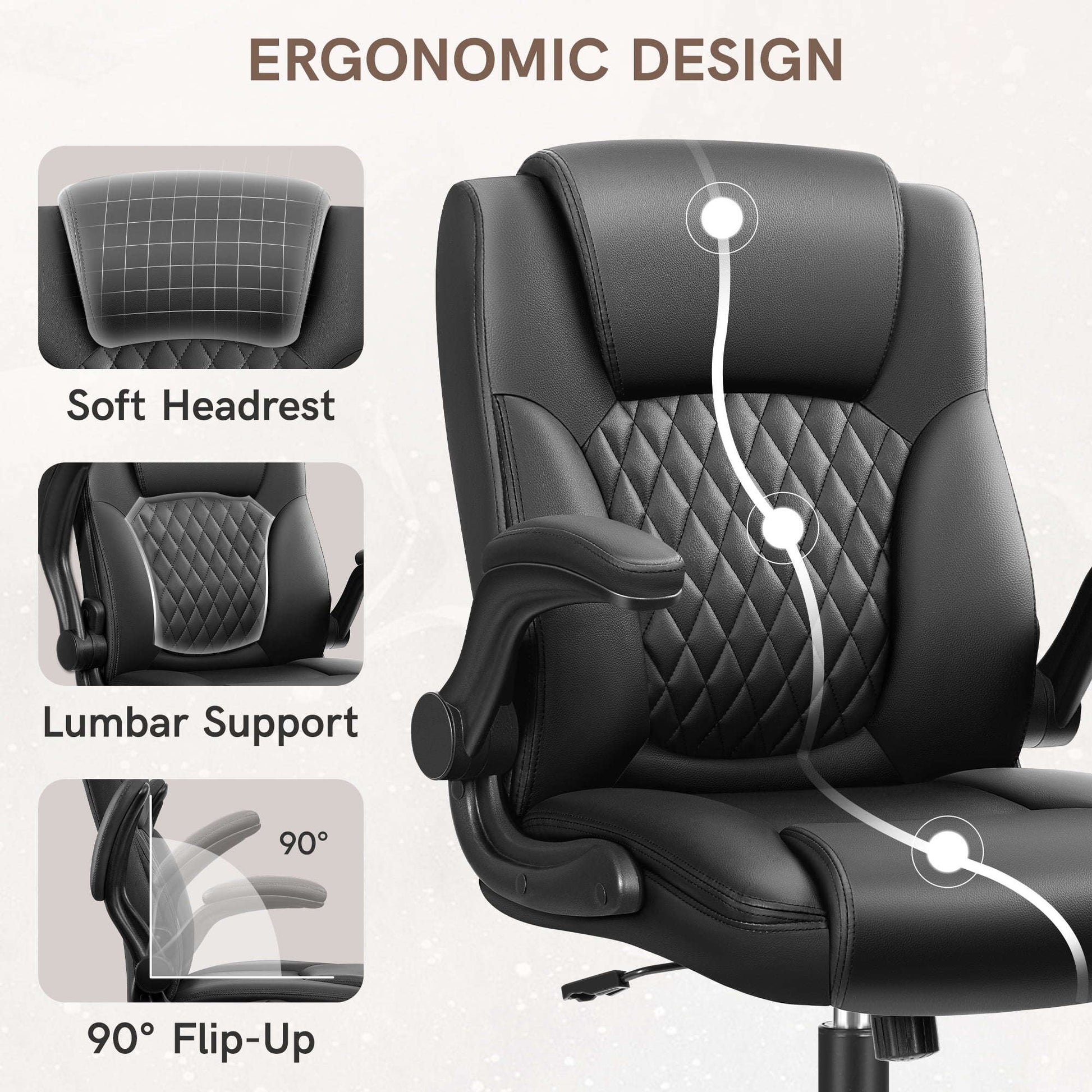 COOLHUT Dəri Ofis Kreslisi, Böyük və Uzun Boy Ofis Kreslisi 400LBS Geniş Oturacaq Ergonomik Kompüter Masası Kreslisi Yüksək Arxalı İcraçı Dəri Kreslisi Tənənnəfli Kəmər Dəstəyi 8 İl Zəmanət ilə YoxYox