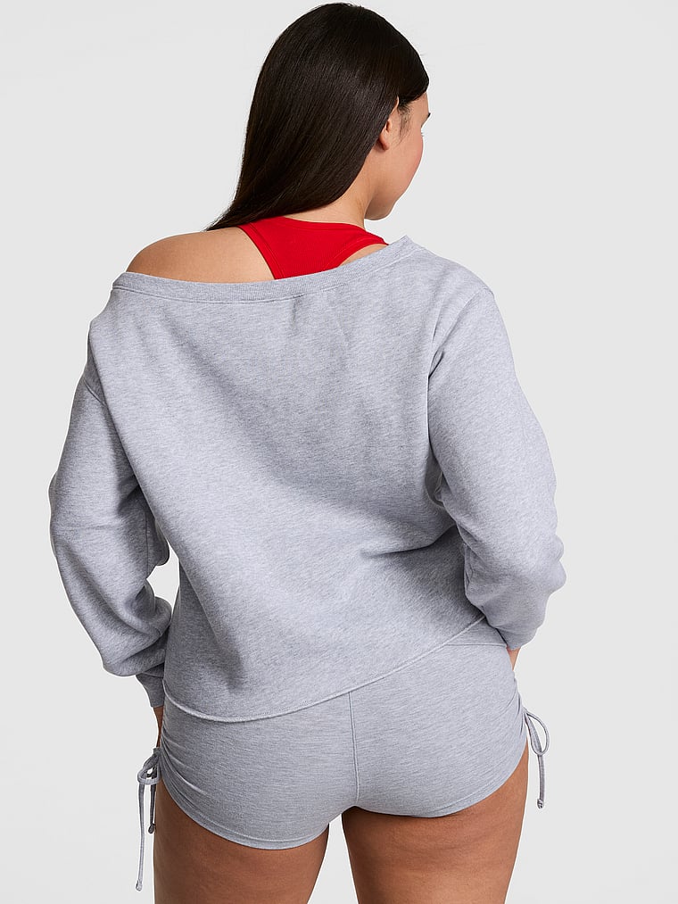 PINK Campus Fleece™ Rib Çiyin Üstündən Açıq Sweatshirt