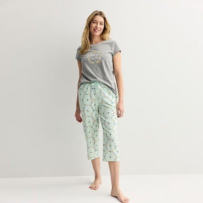 Qadın Croft & Barrow® Kapri Pijama Dəsti