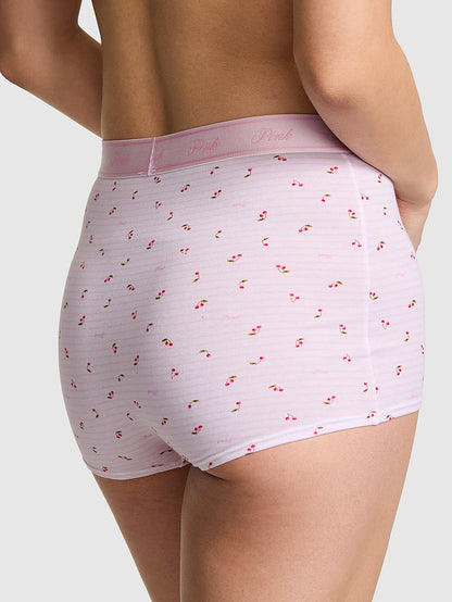 PINK Logolu Pamuk Yüksək Bel Boyshort Tənhalıq