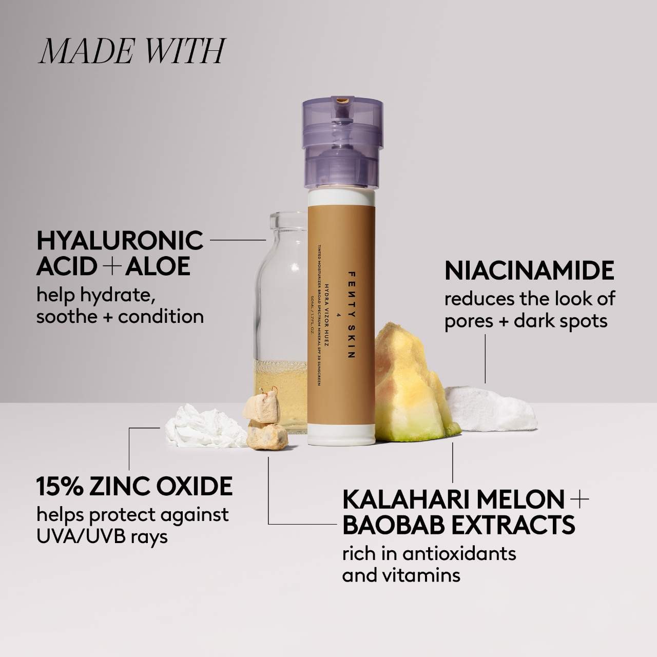 Fenty Beauty by Rihanna Hydra Vizor Huez Tinted Moisturizer Broad Spectrum Mineral SPF 30 Günəş Kremi