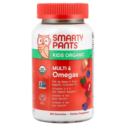 SmartyPants Kids Organic Multi Omegas Qamma Vitaminlər Giləmeyvə və Gilas 120 Əd