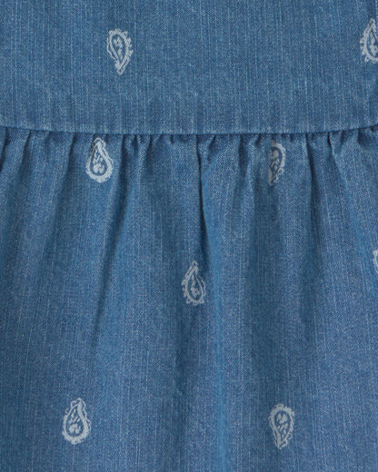OshKosh B'gosh Qız Paisley Cins Bluzka - Orta Yuyunmuş