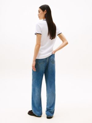 Tommy Hilfiger Tipli Bölünmüş Yaxa Stretch Polo, Optik Ağ