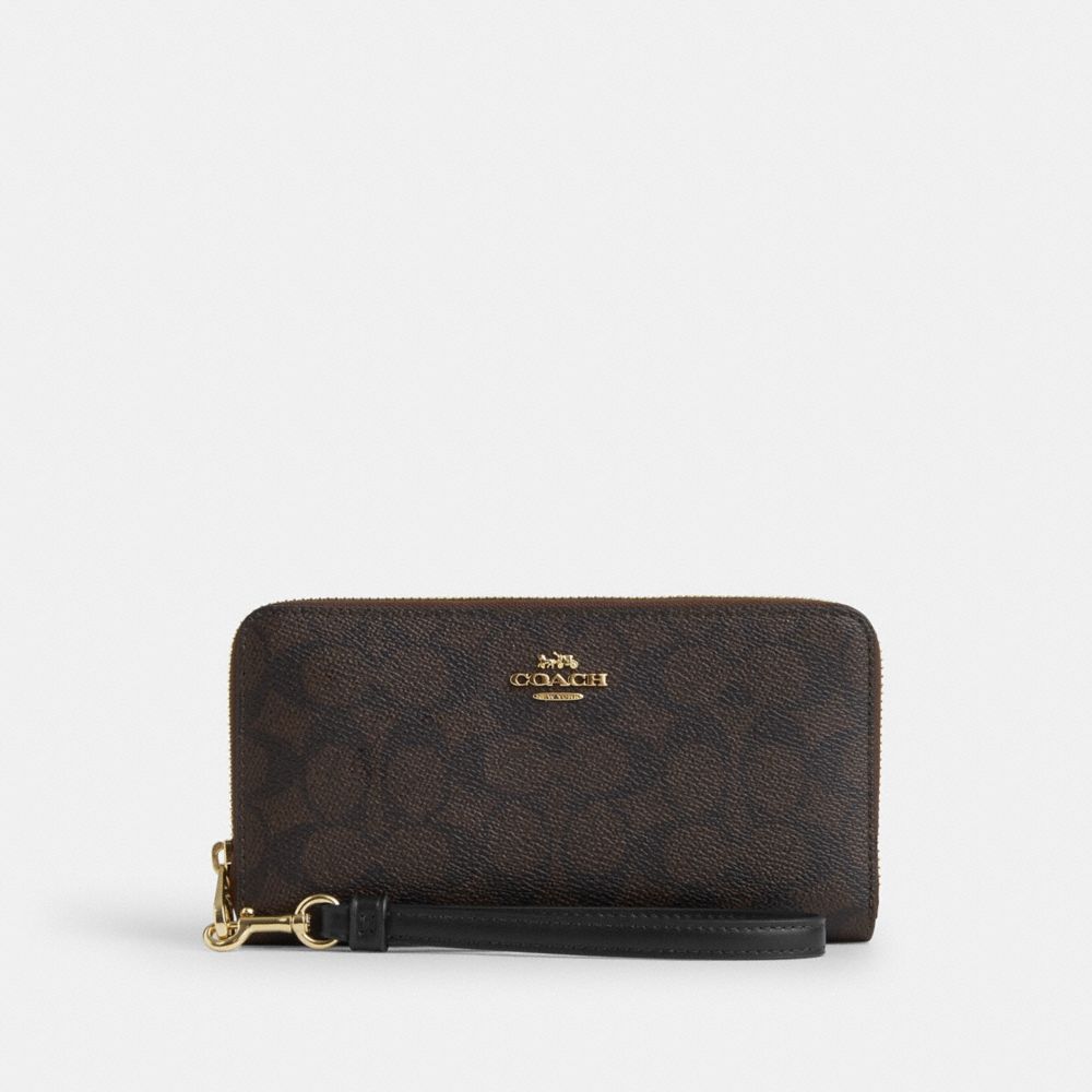 Coach Signature Kanvasında Uzun Fermuarlı Cüzdan