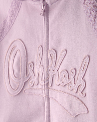 OshKosh Qız Uşaq Logolu Fermuarlı Huddi - Bənövşəyi