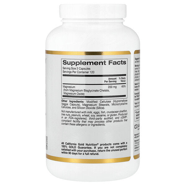 California Gold Nutrition Magnesium Bisglycinate Chelate Albion Traacs 240 Veggie Capsules 100mg