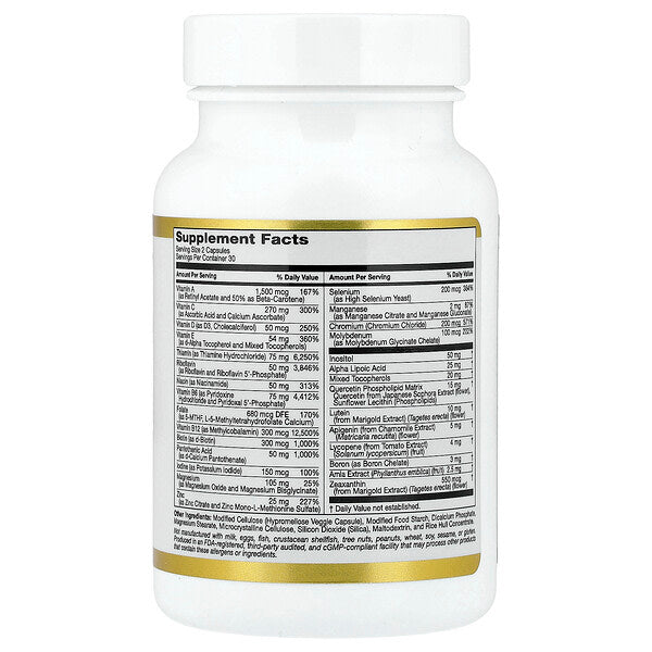 California Gold Nutrition Çoxvitamin Və Mineral Metil B12 Vitamin C L Metilfolat Və Kversetin Günədə İki Dəfə 60 Vegan Kapsul