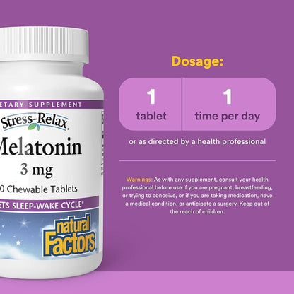 Natural Factors Stress Relax Melatonin 3 Mg 90 Çiğnənən Tablet