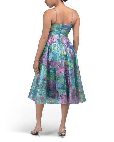 THEIA Allegra Draped Midi Kokteyl Geyimi