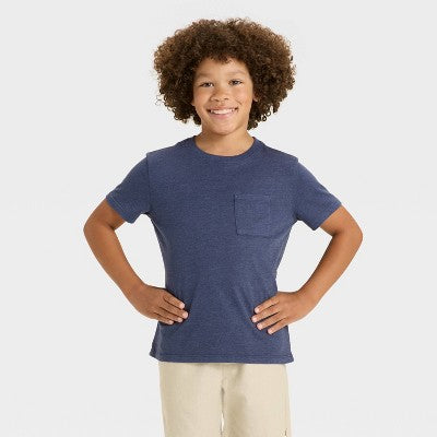 Cat & Jack Oğlan Qısa Kollu Yıkama Cəbli T-Shirt Qara M