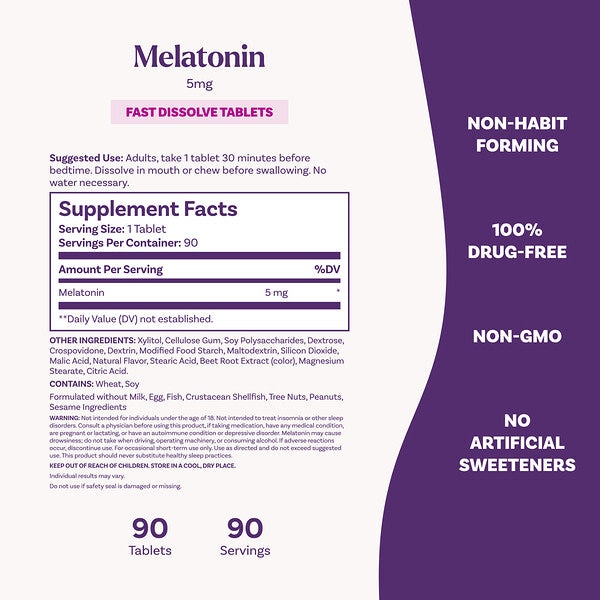 Natrol Melatonin Fast Dissolve Çiyələk 5 Mg 90 Tablet