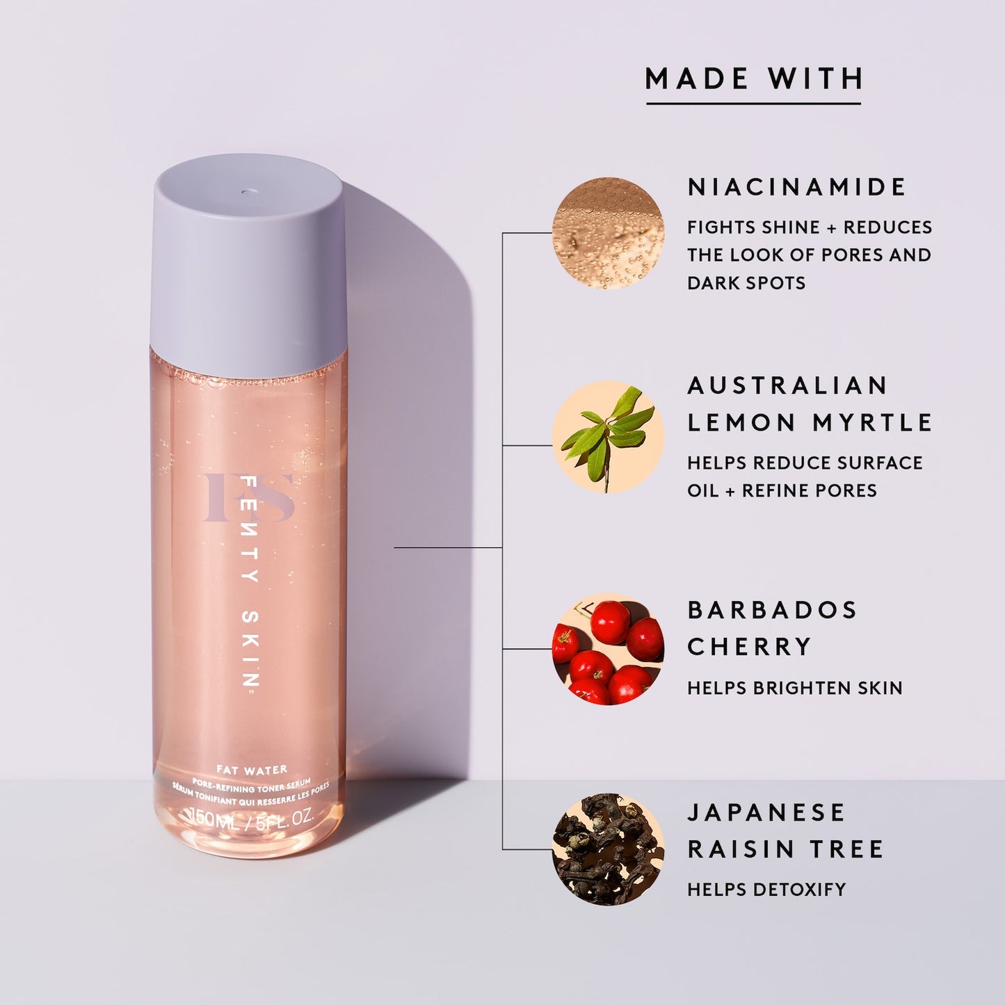 Fenty Beauty by Rihanna Mini Fat Water Niasinamid Gözenek-Təmizləyici Tonik Serum Barbados Çerizi ilə