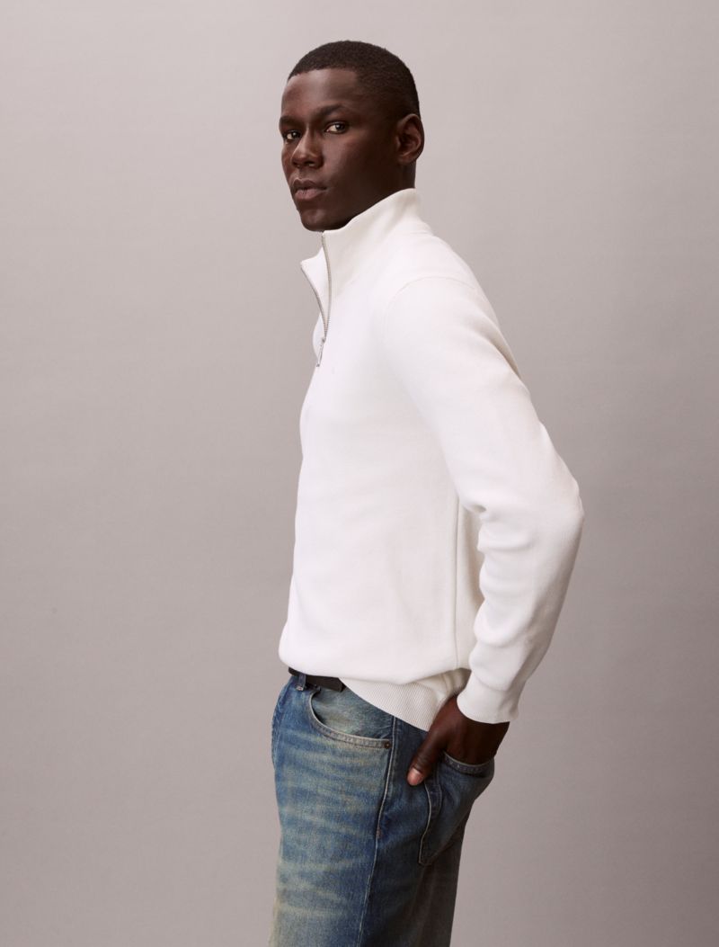 Calvin Klein Smooth Cotton Quarter Zip Sveteri
