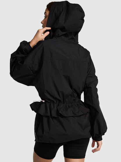 PINK Lightweight Woven Ruffle Hooded Jacket