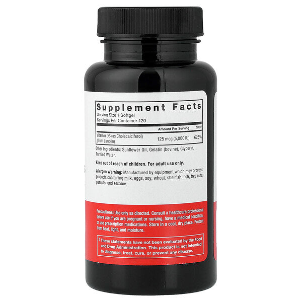 Force Factor D3 Vitamini Yüksək Doza 125 Mcg 5000 Iu 120 Softgel