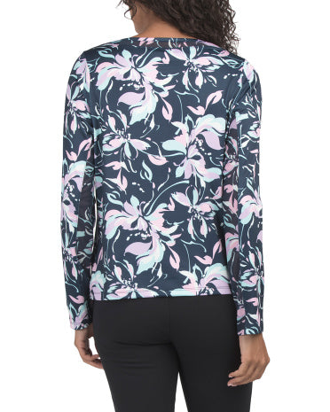 STELLA PARKER UPF 50 Çap Edilmiş Mesh Qatlı Uzun Qolu Crew Neck Bluzka