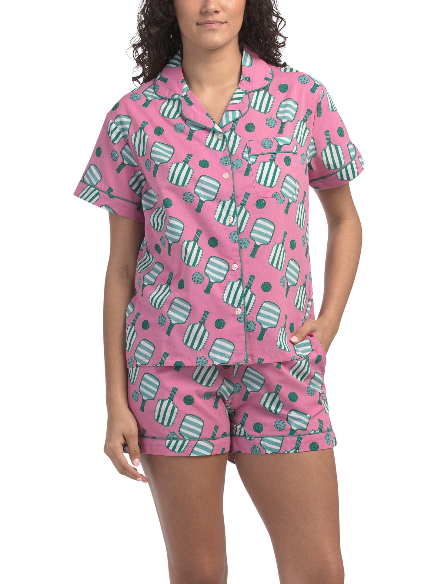 CRAFTED BY MAHOGANY 2 Parçalı Pikbol Baskılı Qısa Kollu Pijama Dəsti