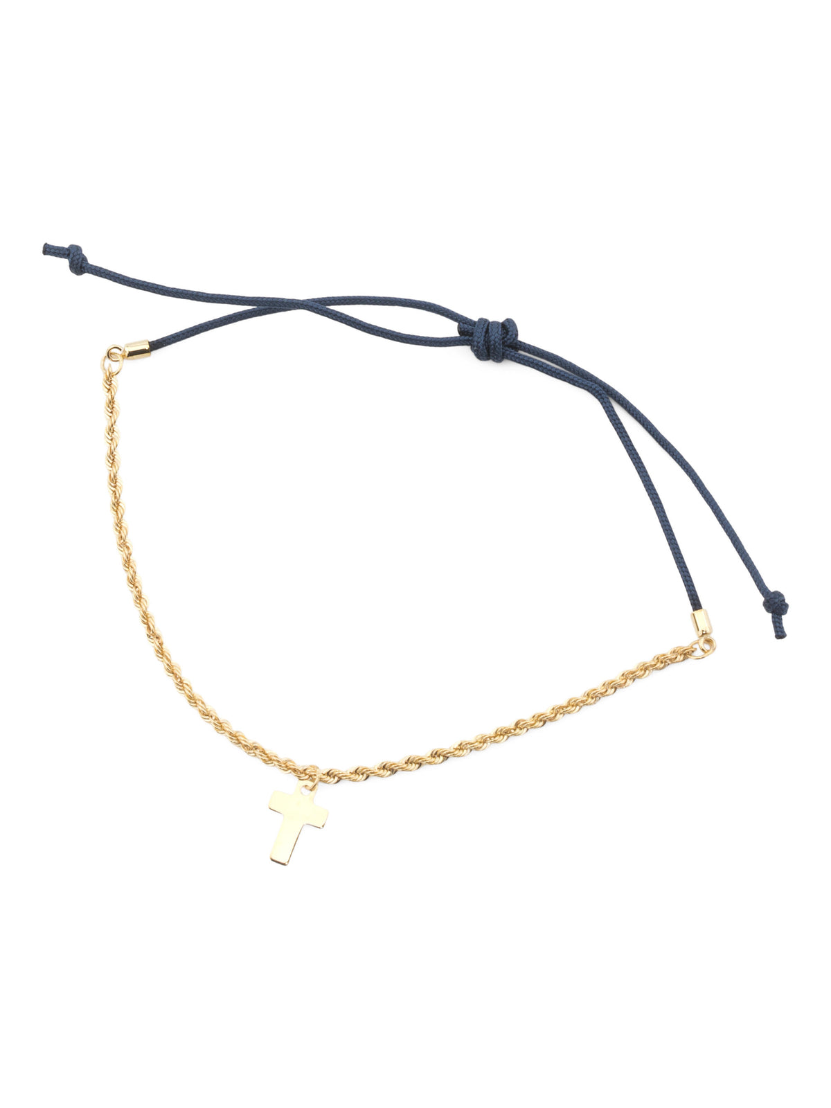 GOLDEN CLEF İtaliyada Hazırlanmış 10kt Qızılı Kəmənd Zənciri Xaç Kordon Bilək Dəstəsi