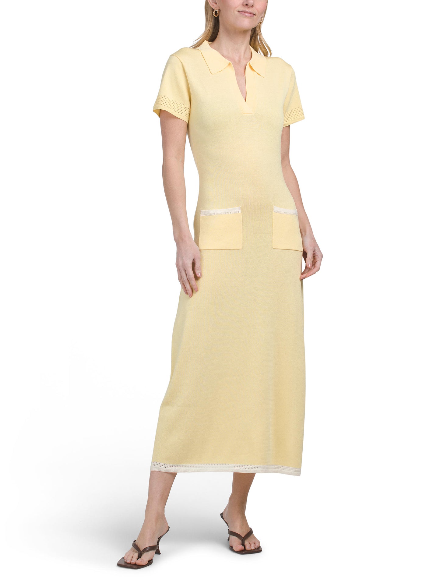 SUPER NATURAL BY SECRET MISSION Buttercup Johnny Collar Maxi Trikotaj Geyimi