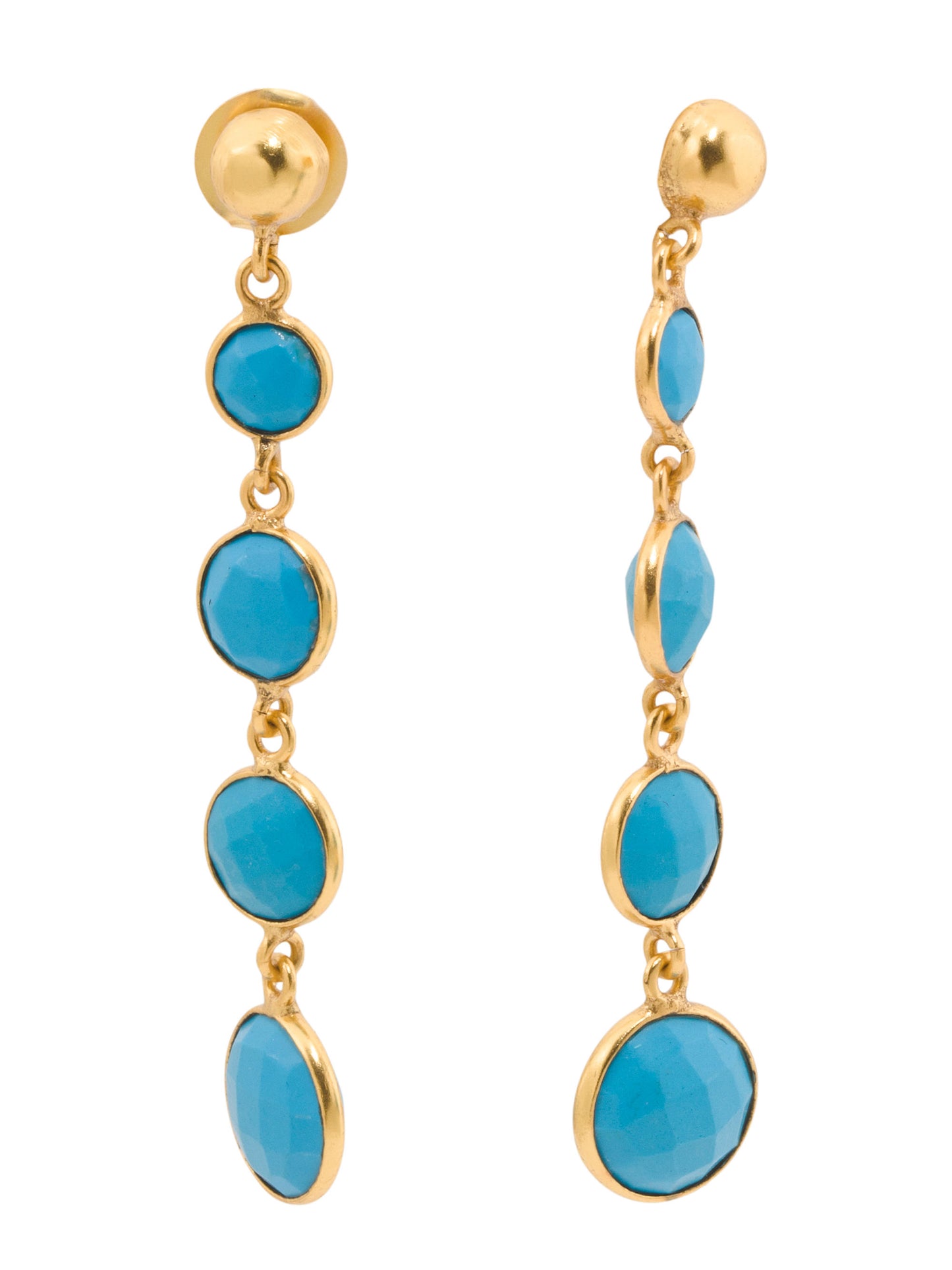 SHAANTI JEWELS Türkiyə Firuzəsi Damla Qulaqcıq 18kt Qızıl Örtüklü