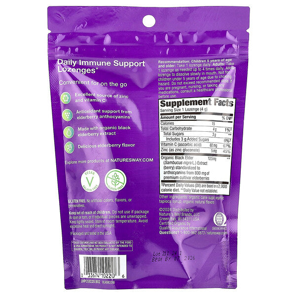 Nature's Way Sambucus Elderberry Immune Lozenges Orijinal Sirkədəlli 24 Pastil