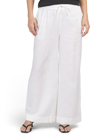 MARTHA STEWART COLLECTION Kətən Qarışımlı Öz-Bağlamalı Şalvar