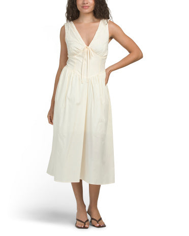 BAND OF THE FREE Pamuk Korsela Detaylı Maksi Geyim