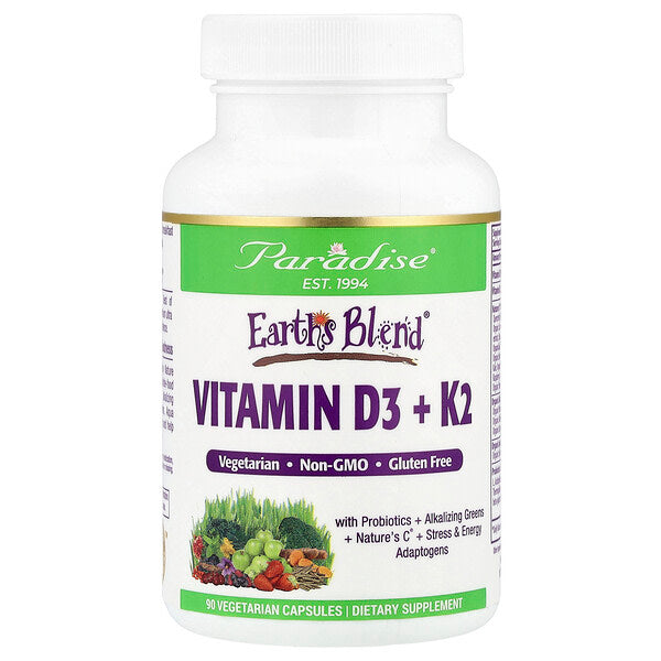 Paradise Herbs Earth S Blend D3 K2 Vitamini 90 Veqetarian Kapsul