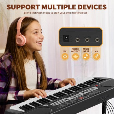 SUGIFT 61 Tuşlu İşıqlı Elektron Klaviatura Piyano Seti LCD Ekran ilə