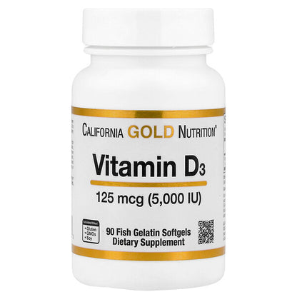 California Gold Nutrition D3 Vitamini 125 Mcg 5000 IU 90 Balıq Jelatin Kapsulu
