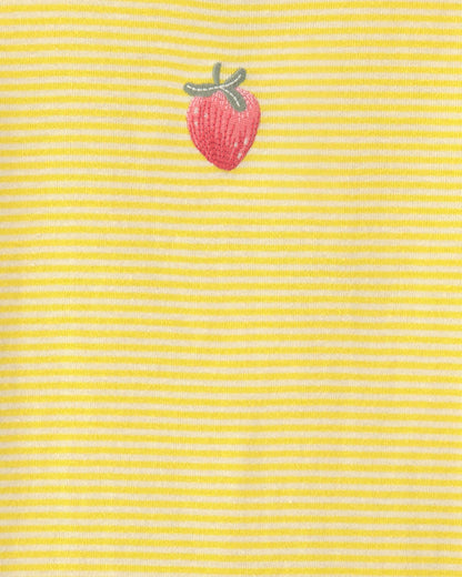 Carter's Qız Çiyələk 100% Pambıq Rahat Oturan 2-Parçalı Pijama Dəsti - Sarı