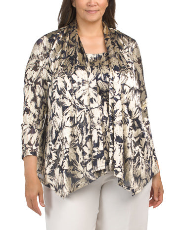 MARINA Plus Made In Usa 2pc Foil Shell Top And Shrug Set