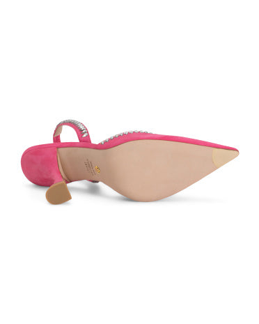 STUART WEITZMAN İspaniyada İstehsal Olunmuş Süet Gemcut Xcurve 100 Slingback Topuqlu Ayaqqabı