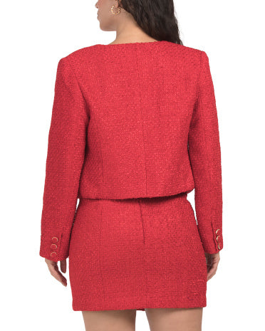 ENDLESS ROSE Tweed Düyməli Gödəkçə