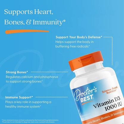 Doctor's Best D3 Vitamini 25 Mcg 1000 Iu 180 Softgels
