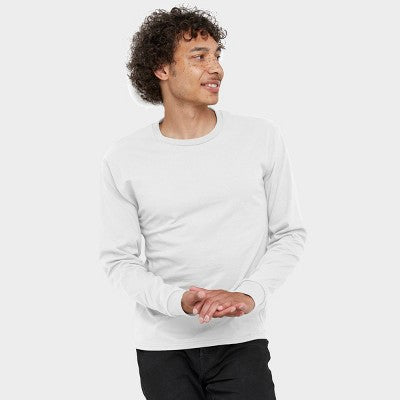 Hanes Essentials Kişi Pambıq Uzun Qol Köynək, 4-Paket Ağ M