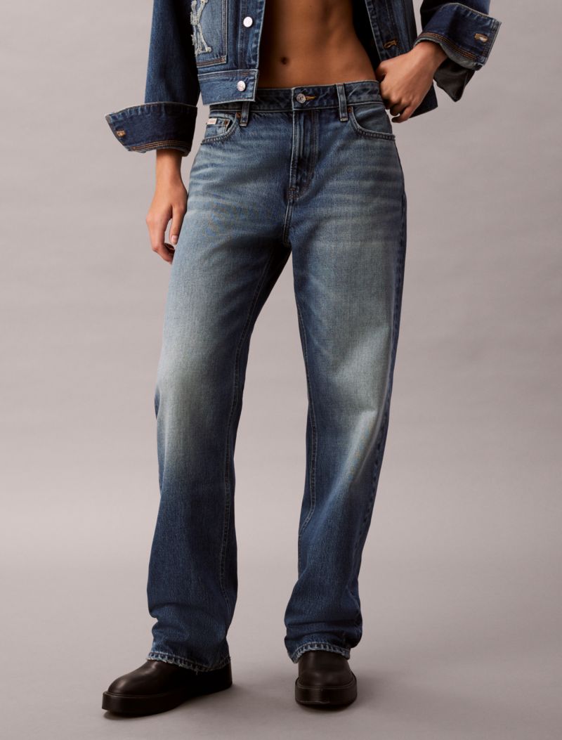 Calvin Klein Distressed Monogram 90s Straight Cins