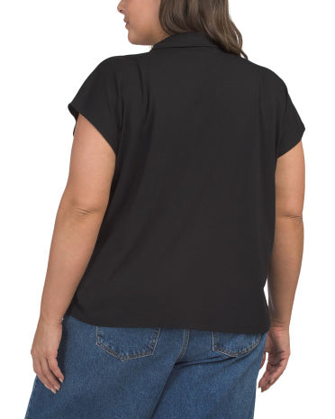 Plus Fine Stretch Knit Top Qadın Uzadılmış Biniş Bluzka