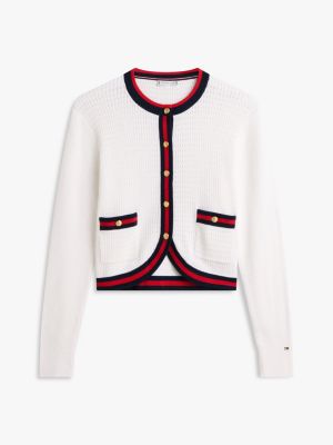 Tommy Hilfiger Qızılı Düymələr ilə Dokulu Toxunma Kardiqan, Fil Dişi