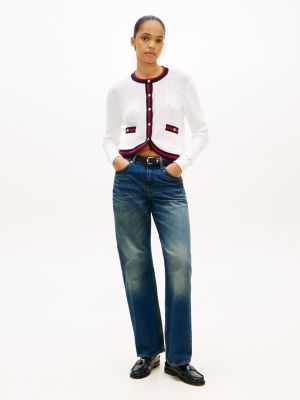 Tommy Hilfiger Qızılı Düymələr ilə Dokulu Toxunma Kardiqan, Fil Dişi