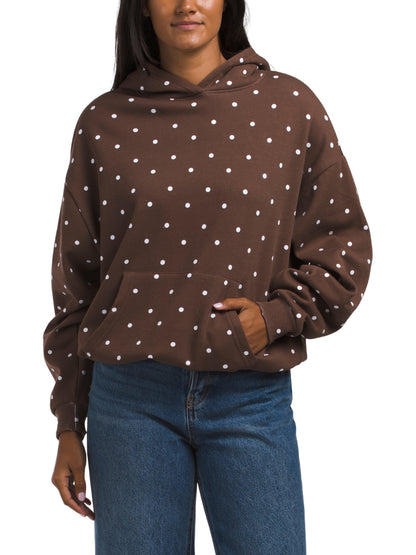 LAZY SUNDAY Polka Dot Printed Fleece Oversized Huddi