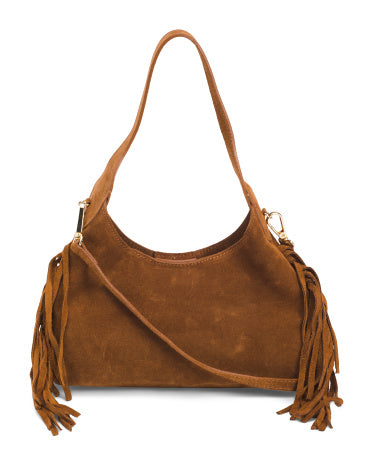ISADORA Made In Italy Suede Mini Hobo With Fringes