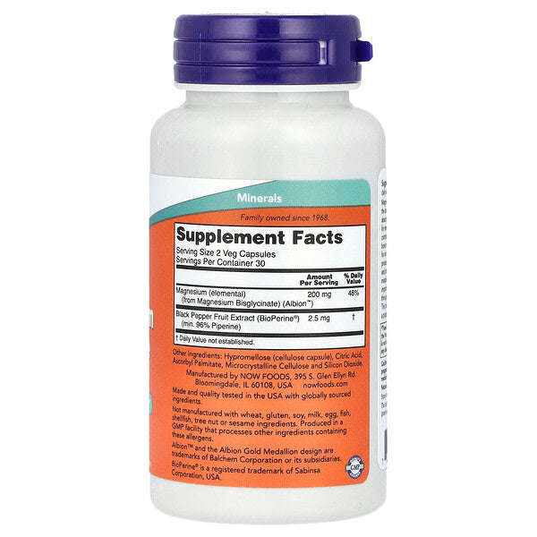 Now Foods Maqnesium Glisinati Bioperinlə 60 Vegetarian Kapsul YoxYox