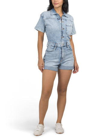 Denim Romper Jins Kombinezonu