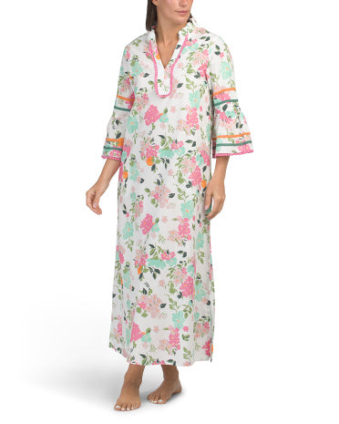 SAATVIK Pambıq Yay Çiçəkləri Kaftan