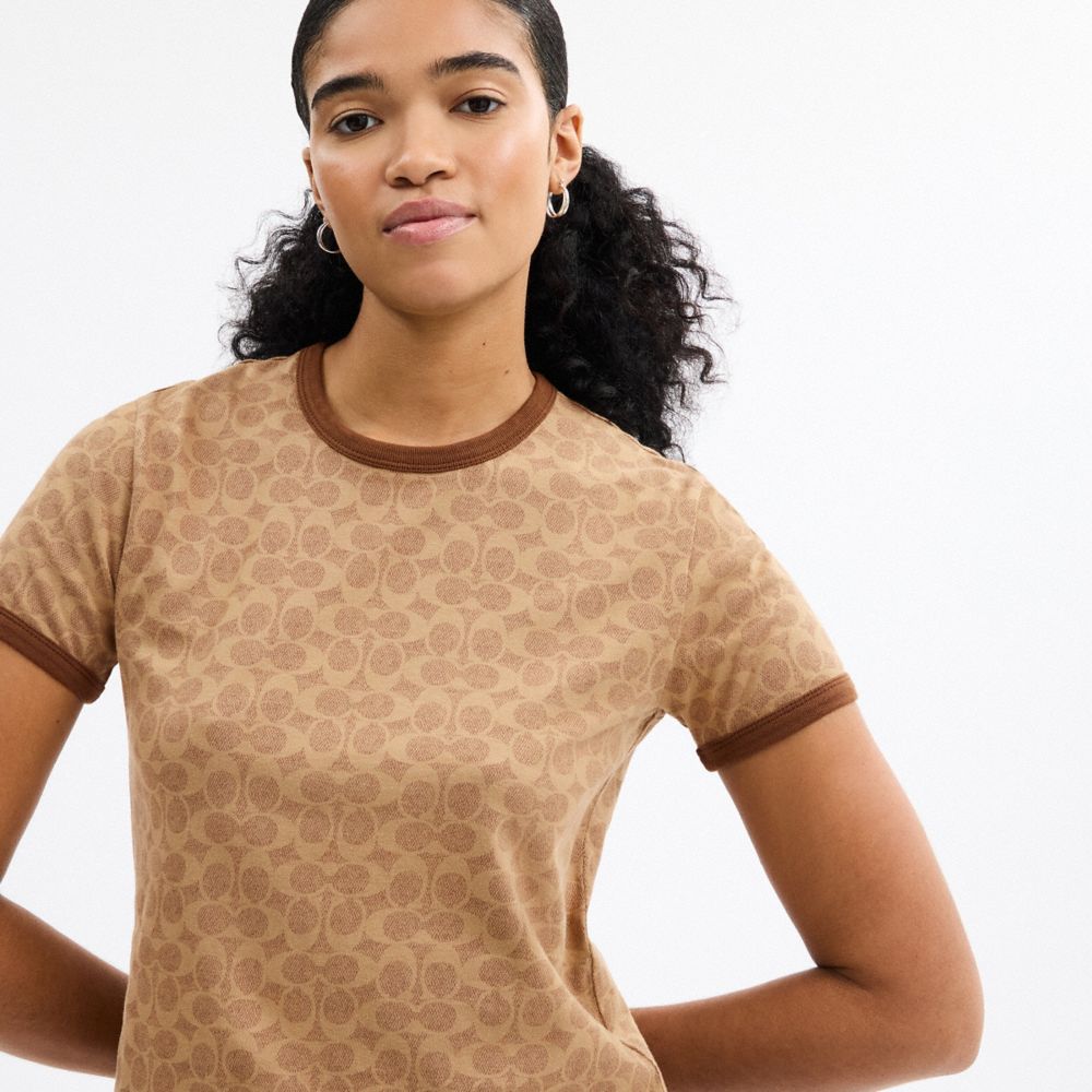 Coach Signature Ringər T-Shirt Üzək Pambıqdan