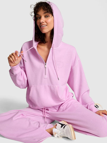 PINK Campus Fleece™ Yarım Fermuar Huddi